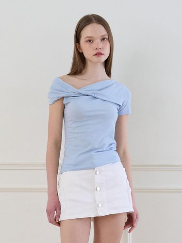 Unblance offshoulder tee BLUE - mutual - Modalova