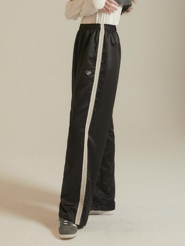 Satin lace track pants_Black - ITER - Modalova