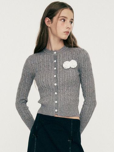 Double Cosage Cardigan Gray - LIE MEQUE - Modalova