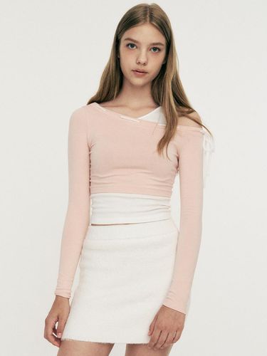 One-shoulder soft wool long-sleeved pink - LIE MEQUE - Modalova