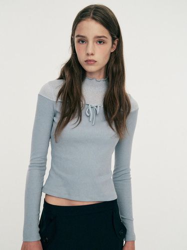 Half-neck knit top blue - LIE MEQUE - Modalova