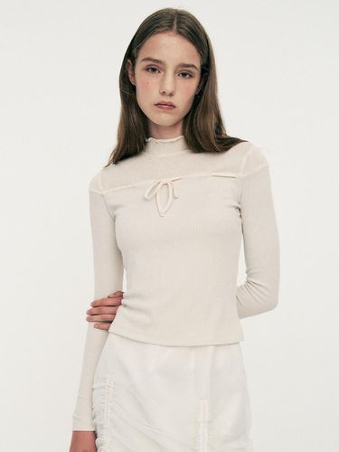 Half-neck knit top beige - LIE MEQUE - Modalova