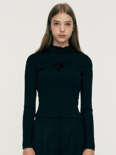 Half-neck knit top black - LIE MEQUE - Modalova