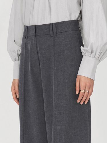 Pintuck Wool Baggy Slacks_GRAY - ONE - Modalova