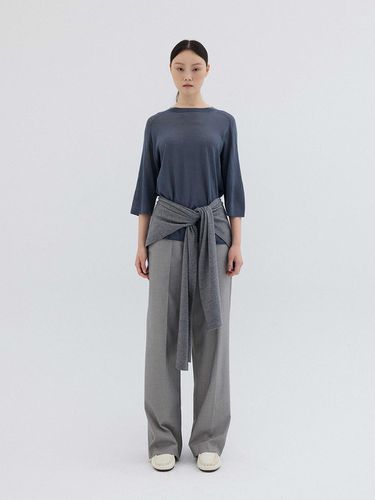 WOOL SILK HALF SLEEVE KNIT TOP_DARK GREY - REPLAIN - Modalova