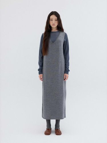 SLEEVELESS MAXI KNIT DRESS_GREY - REPLAIN - Modalova