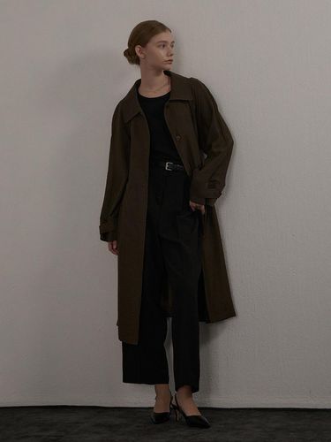 LONG TRENCH MAC COAT KHAKI - camino - Modalova