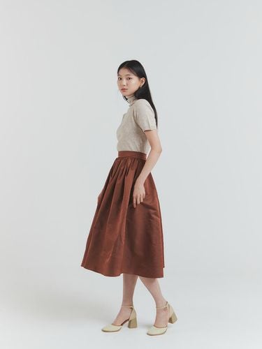 Shirring Flared Skirt Brown - FORMYSIS - Modalova