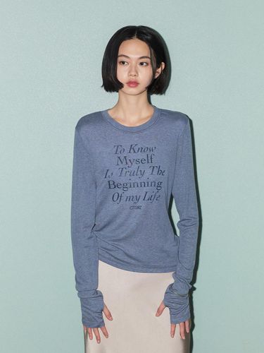 Wool Tencel Life Lettering Long Sleeve T-shirt - G - CITYBREEZE - Modalova