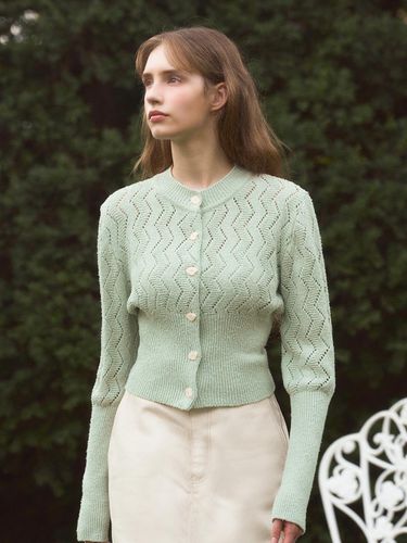 DIAMOND HOURGLASS CARDIGAN_PASTEL GREEN - EVMOIU - Modalova