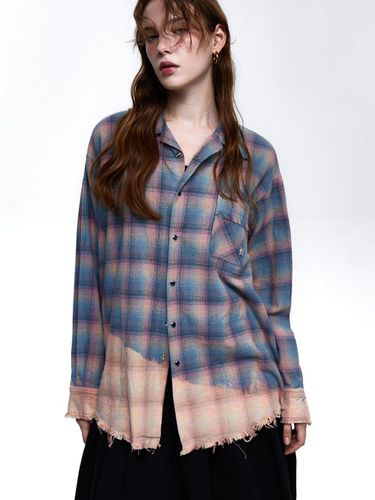 FRINGE DYED PLAID SHIRT - BLUE - RSSC - Modalova