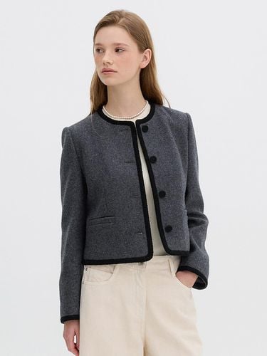 Round neck taping tweed wool jacket OW4AJ8880 - OLIVE DES OLIVE - Modalova