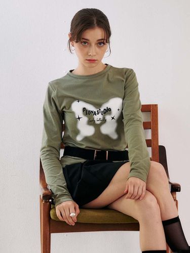 Lucky Butterfly T-shirt_Khaki - PLUNASTUDIO - Modalova