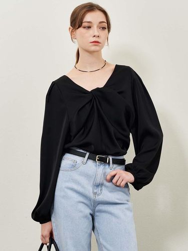 Twisted Puff Blouse_Black - PLUNASTUDIO - Modalova