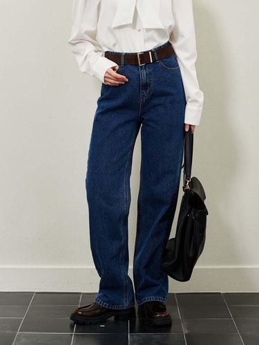 Natural Loose Denim Pants_Deep Blue - PLUNASTUDIO - Modalova