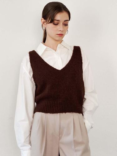 Alpaca Layered Vest_Brown - PLUNASTUDIO - Modalova