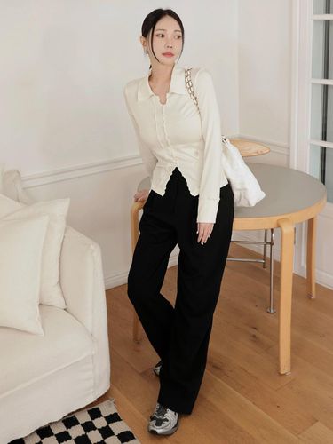 Wrinkle Free Basic Two Tuck Wide Slacks - CITYBREEZE - Modalova