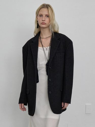 Wool boucle blazer jacket_black - NUAKLE - Modalova