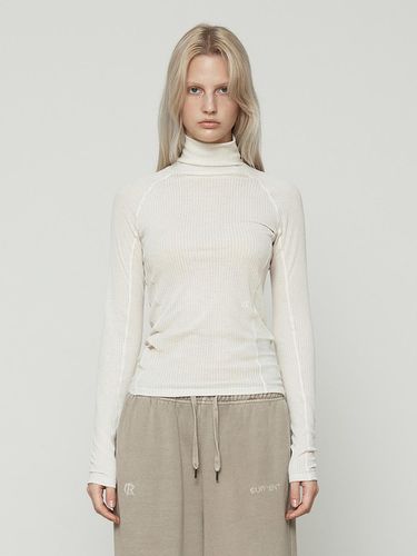 Lace Half High Neck Long Sleeve Top [Cream] - Current - Modalova