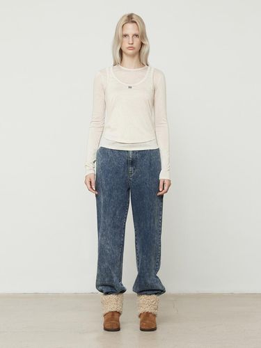 Mid Rise Snow Washing Denim [Indigo Blue] - Current - Modalova