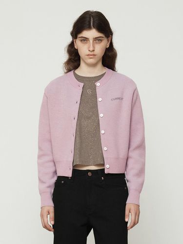 Logo jacquard round neck cardigan [Pink] - Current - Modalova