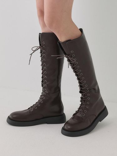 Lace-Up Flat Walker Long Boots (3.5 cm) - SALTANDCHOCOLATE - Modalova