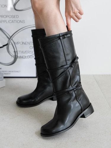 Exclusive] Avril ribbon long boots 3 cm - edel9 - Modalova