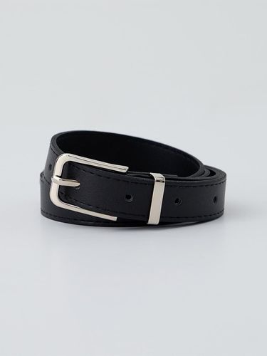 Modern Square Leather Belt (Black) - Neev - Modalova