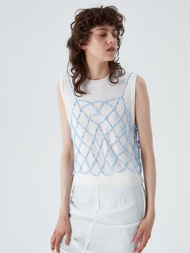 Beads Sleeveless Top - Powder Blue - gu_de - Modalova