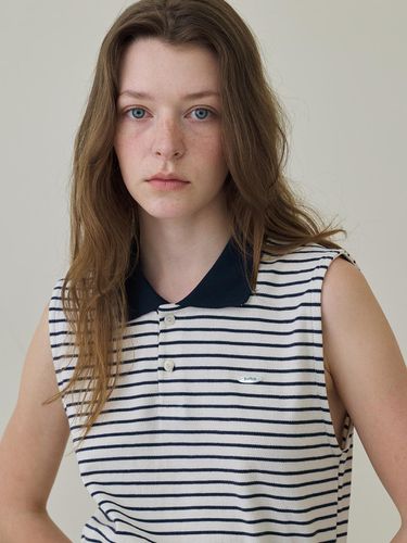 PK Collar Stripe Sleeveless T-Shirt - But’ton - Modalova