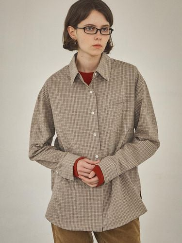 A3495 Loose Fit Check Shirt_Beige - vanone atelier - Modalova