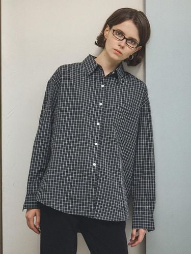 A3495 Loose Fit Checkered Shirt_Charcoal - vanone atelier - Modalova