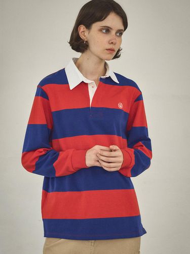 A3496 Stripe Collar T-shirt_Blue - vanone atelier - Modalova