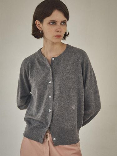 KN4252 Wool Round Cardigan_Charcoal - vanone atelier - Modalova