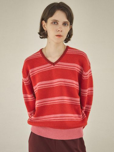 KN4253 Wool Stripe Knitwear_Red - vanone atelier - Modalova