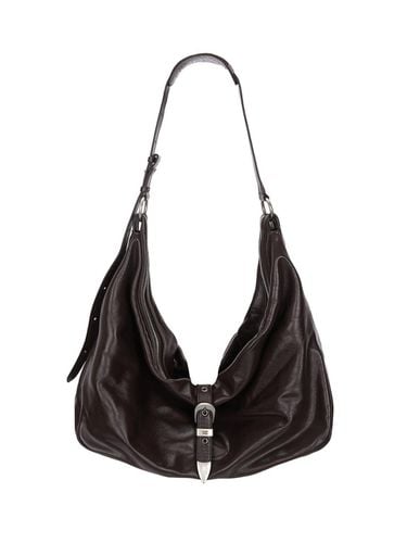 BELTED HOBO Bag_dark brown glossy plain - MARGESHERWOOD - Modalova