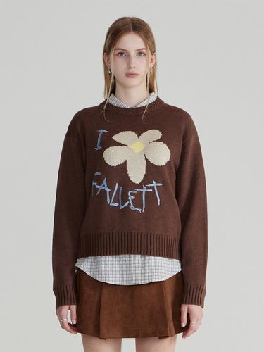 Drawing Flower Knit_Brown - FALLETT - Modalova