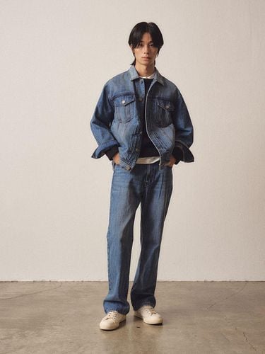 Blue Washed Denim Pants - EZIO - Modalova