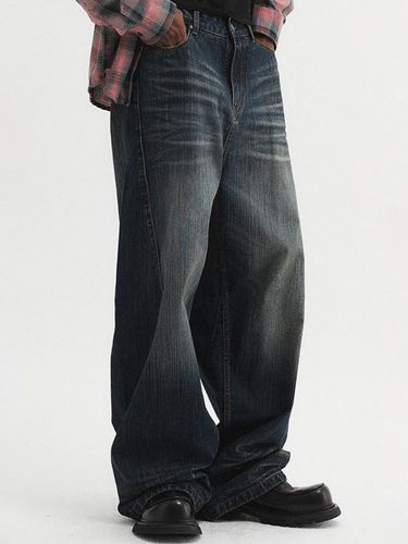 Wide-curved denim pants blue - DNSR - Modalova