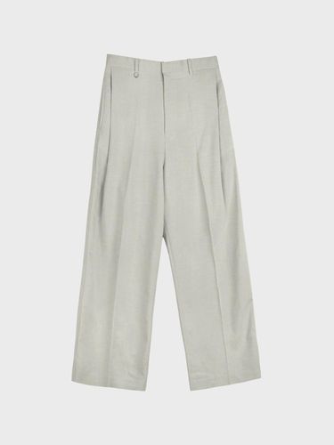 PLEATED LINEN BLEND SLACKS_BEIGE - LIEU HOMME - Modalova