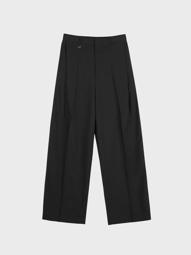 PLEATED LINEN BLEND SLACKS_BLACK - LIEU HOMME - Modalova