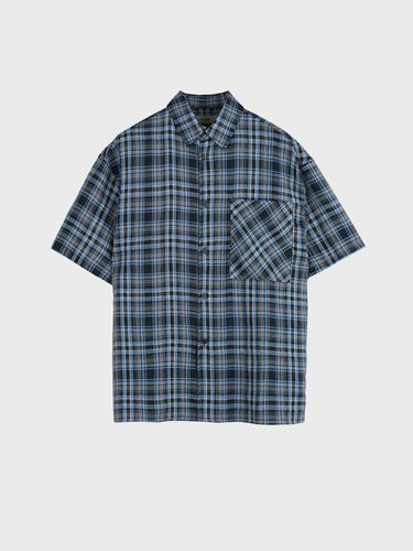 VINTAGE CHECK HALF SHIRT_BLUE - LIEU HOMME - Modalova