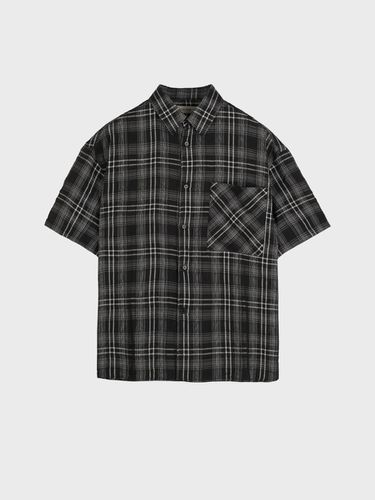 VINTAGE CHECK HALF SHIRT_BLACK - LIEU HOMME - Modalova