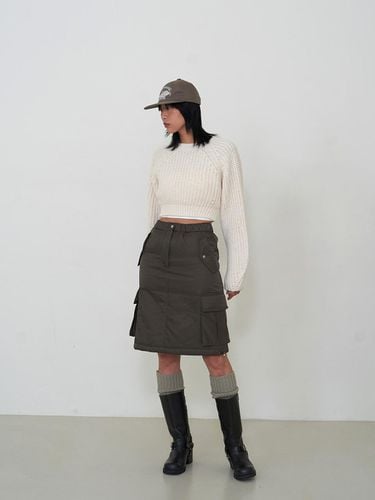 Padded Button Cargo Skirt Khaki - fromwhere - Modalova