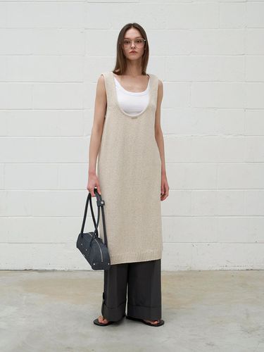 U-neck Sleeveless Knit Dress Cream - fromwhere - Modalova