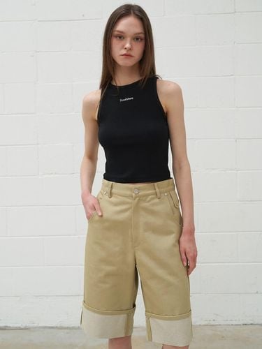 Cuffs Cotton Midi Pants Beige - fromwhere - Modalova