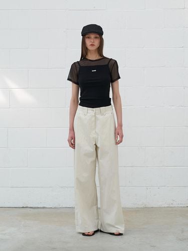 Section Line Wide Pants Cream - fromwhere - Modalova