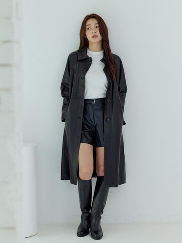 Unisex Vegetable Sheepskin Balmacan Coat [BK] - LeftSeoul - Modalova