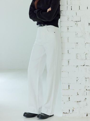 High-waist white denim pants [WH] - LeftSeoul - Modalova