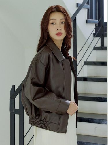 Exclusive] Eco Leather Overfit Blouson [BR - LeftSeoul - Modalova